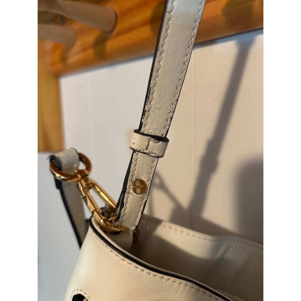 Vintage White Leather Bucket Bag H By Halston - Picture 8 of 8